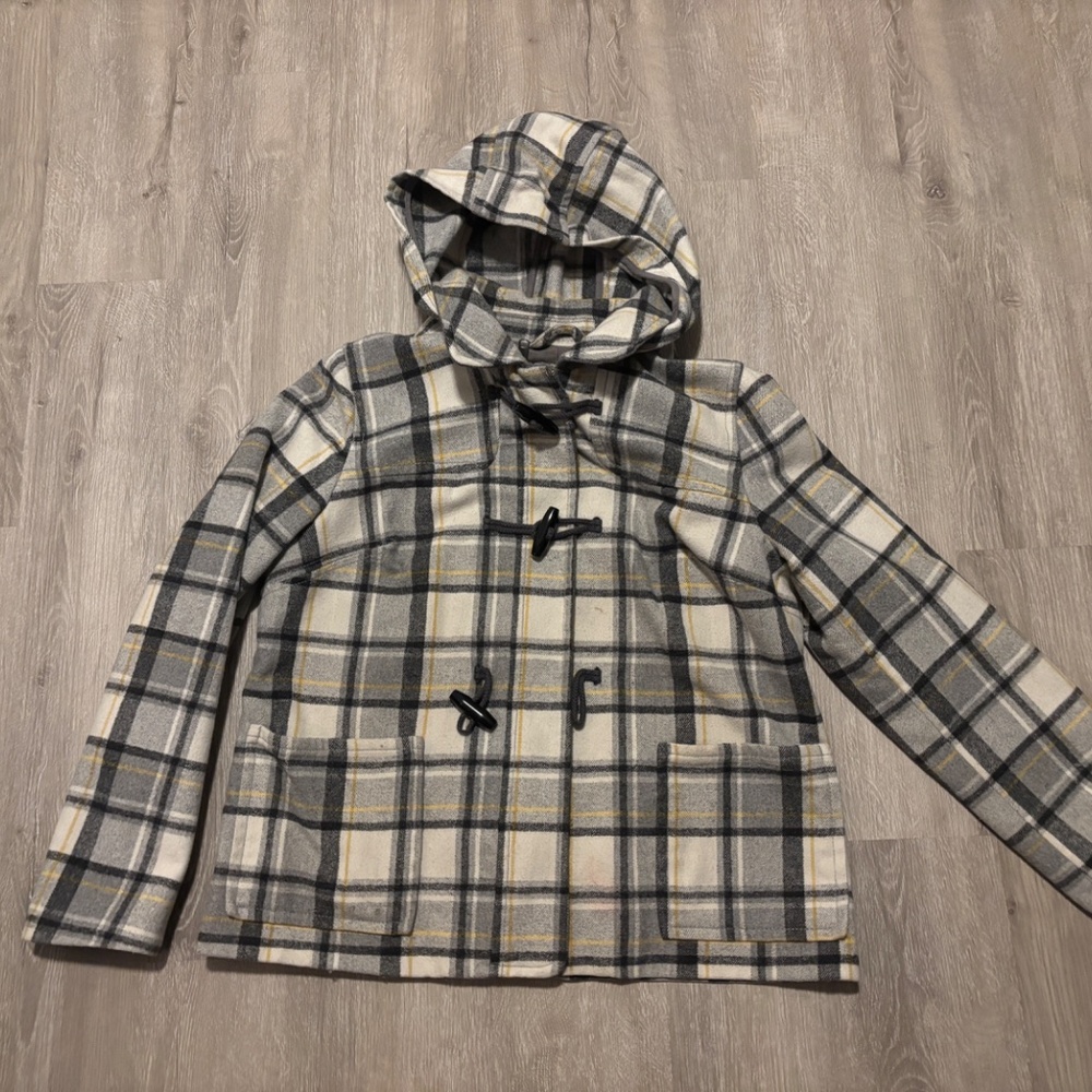 Wool Plaid Toggle Button Peacoat - image 3